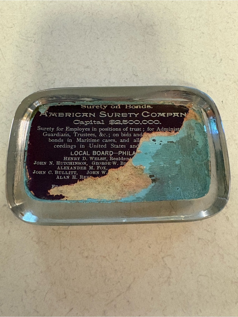 Antique Clear Glass Paperweight/ American Surety Building - Picture 4 of 5
